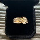 Genuine 9ct Gold & Diamond 3 Row Baguette Crossover Ring (1.0 carat)