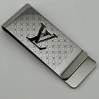 LOUIS VUITTON M65041 Money Clip Silver Polished Metal LV Logo Wallet AN0199