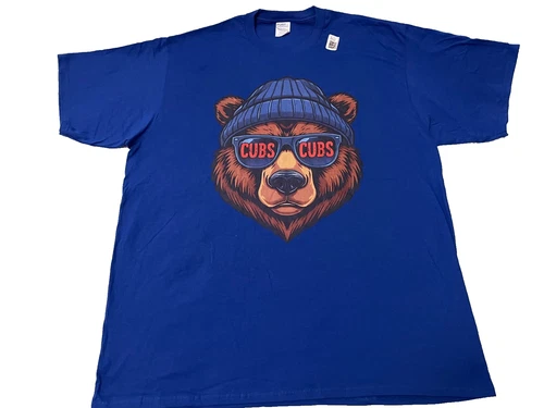 Retro Style CUBS T-SHIRT - Royal Blue Cotton - Mens 2XL - Port & Company - New!