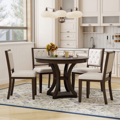 Mavis 47'' Retro Espresso 5 Piece Extendable Dining Table Set