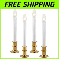 Ultra-Bright LED Candles, Polished Brass, Pack of 4