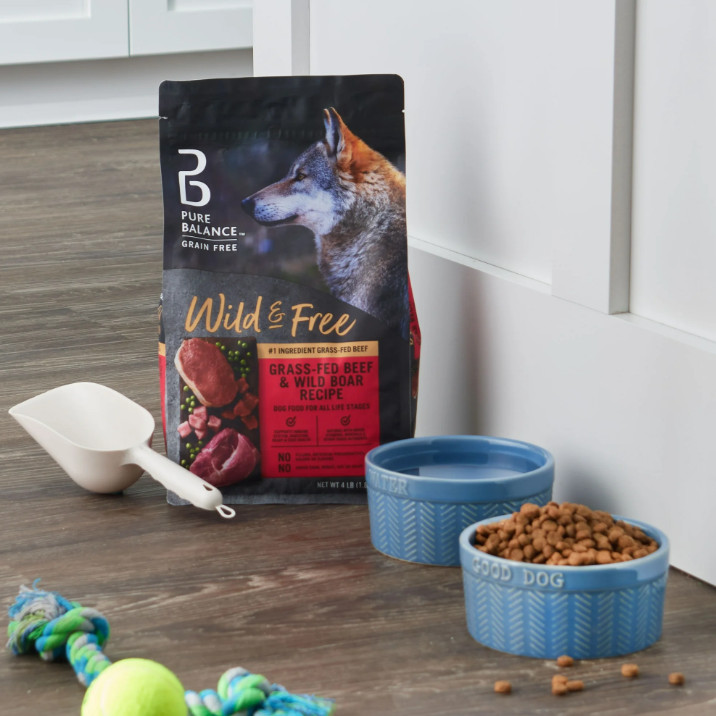 Pure Balance Wild and Free Grass Fed Beef and Wild Boar Dry Dog Food, 4 lb
