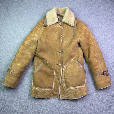 VTG Shearling Jacket Mens S 70s Sheepskin Leather Western Flight Aviator Ranch