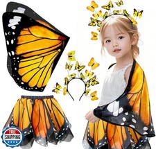 iROLEWIN Kids Toddler Butterfly-Wings-Costume for Girls Fairy-Wings Tutu Head