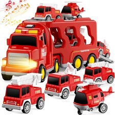 FunMission Toddlers Fire Truck for Kids 3-9 Year Old  5 in 1 Large, Red