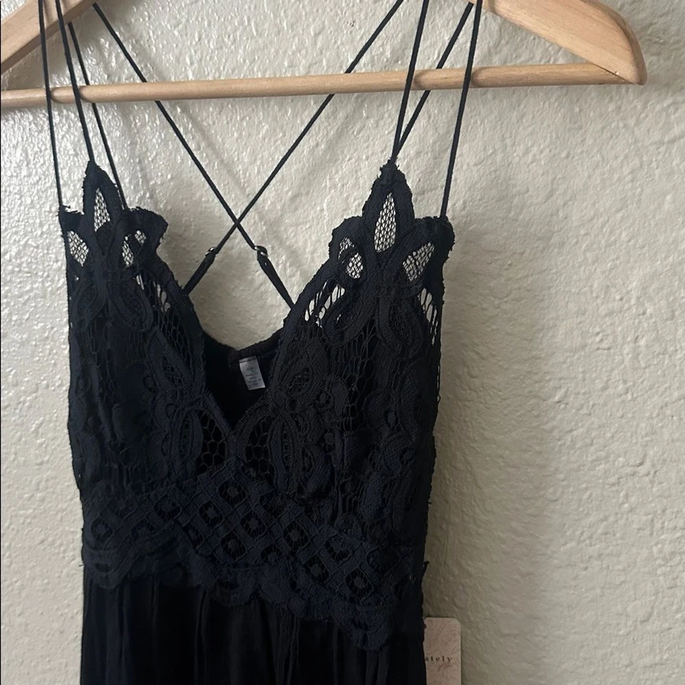 Vestido Free People Negro Adella Crochet Encaje Tirantes Ligero Sin Mangas Talla S Nuevo con Etiquetas Foto 4 de 4