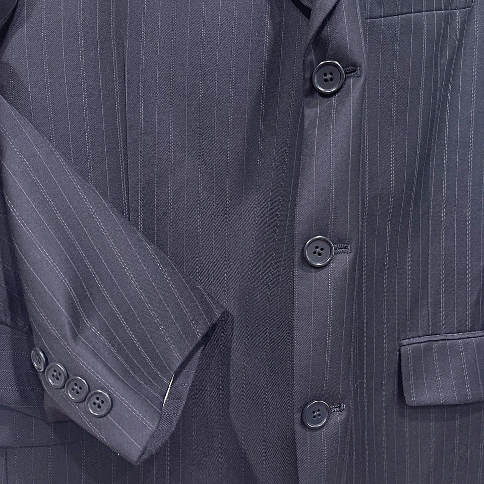 Ing Loro Piana Italy Wool Striped Suit Black Stripe Daniel Cremieux Mens 44S 37W - Image 4 of 4