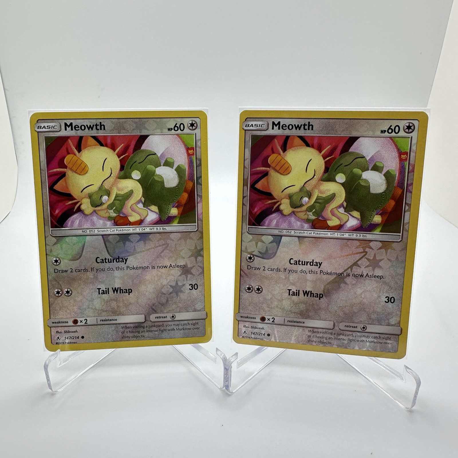 Pokemon Meowth Sun & Moon Unbroken Bonds Common Reverse Holo 147/214 NM