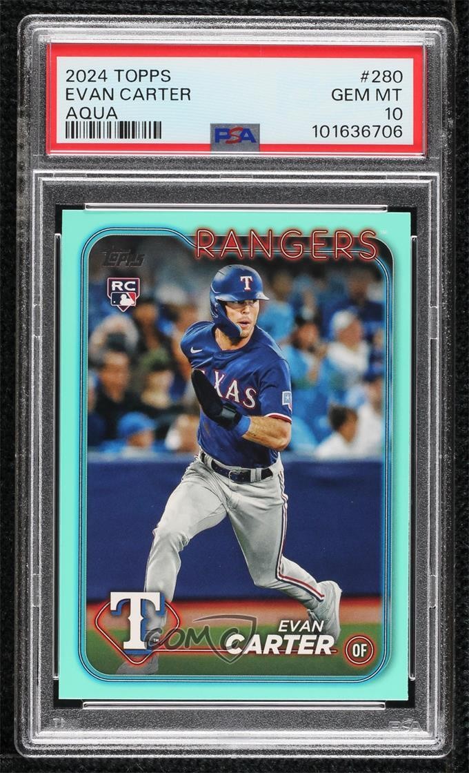 2024 Topps Series 1 Aqua Evan Carter #280 PSA 10 GEM MT 01mu