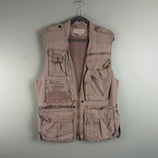 Vintage Banana Republic Safari Vest M Khaki Fishing Hunting Multi Pocket Mesh