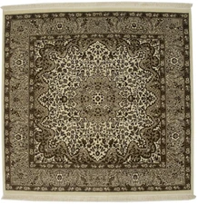 Fine Floral Hand-Knotted Kirman Square 5X5 Oriental Home Decor Rug Decor Carpet