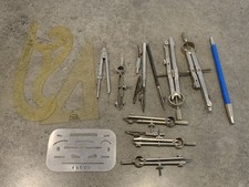 Vintage Measurement Tools Lot Of 10 Protractors Compasses Calipers And More