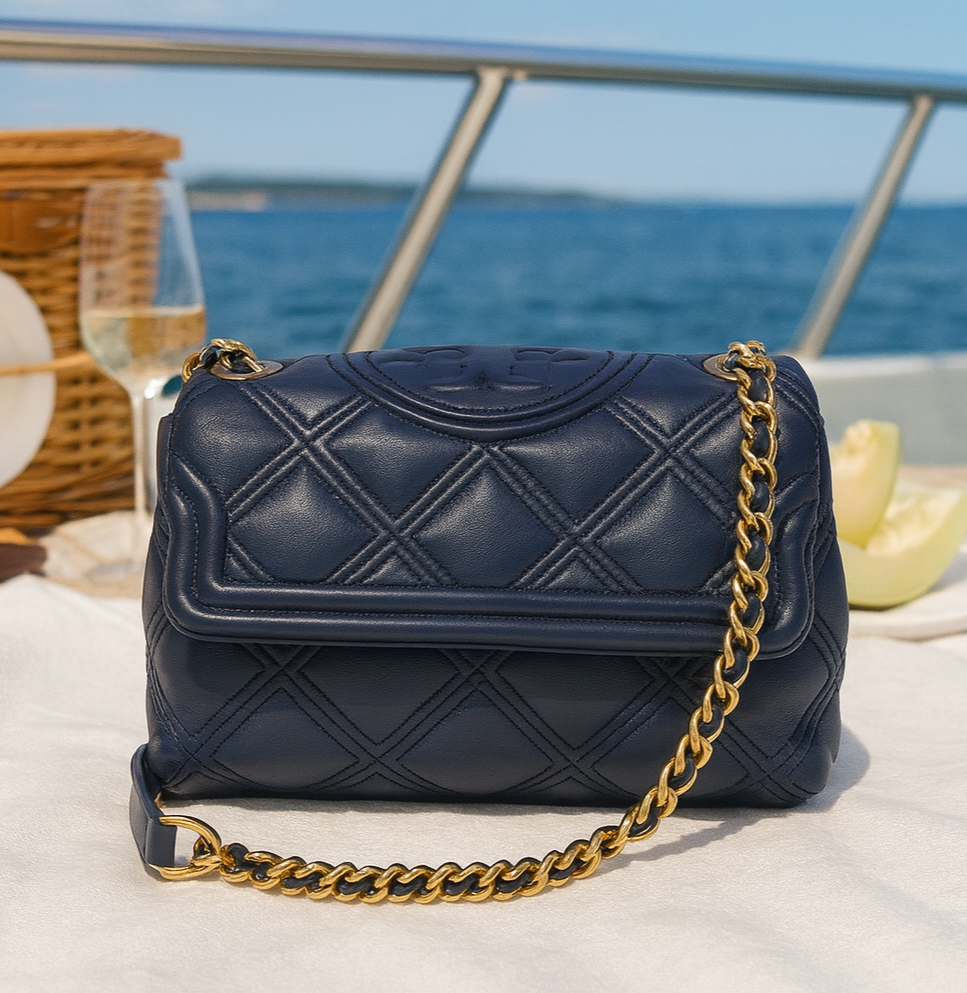 Fleming Soft Messenger Bag Tory Burch Soft Fleming Navy Blue Small