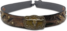 Western Hat Band, Feather Cowboy Hat Band for Men, Cowgirl Hat Bands Bull Head
