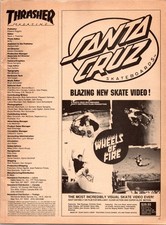 1988 • Santa Cruz Wheels on Fire  print ad • 1980s skateboard DA-17