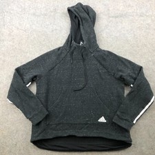 Adidas Hoodie Womens Large Black Gray Logo Fleece Pullover Graphic