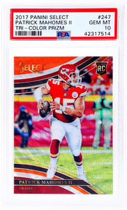 2017 Panini Select Patrick Mahomes II Prizm Tri Color #247 /99 PSA 10 Rookie RC
