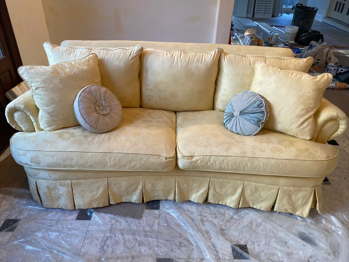Laura Ashley Yellow Damask Sofa eBay