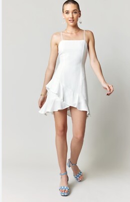 Francesca s Wyonnah by Blue Rain Back Tie Ruffle White Mini Dress. Sz XL M0262