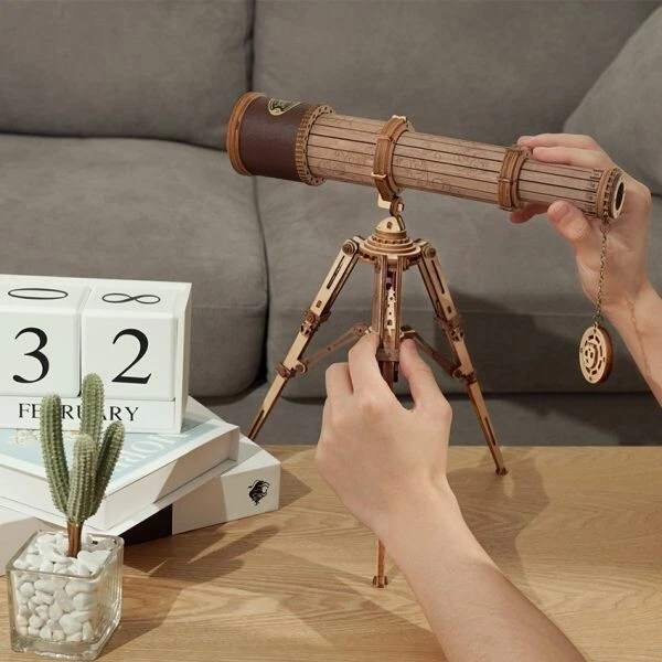 ROBOTIME Monokular Teleskop 3D Puzzle Holz Gebäude Modell  Erwachsene Geschenk - Bild 3 von 4
