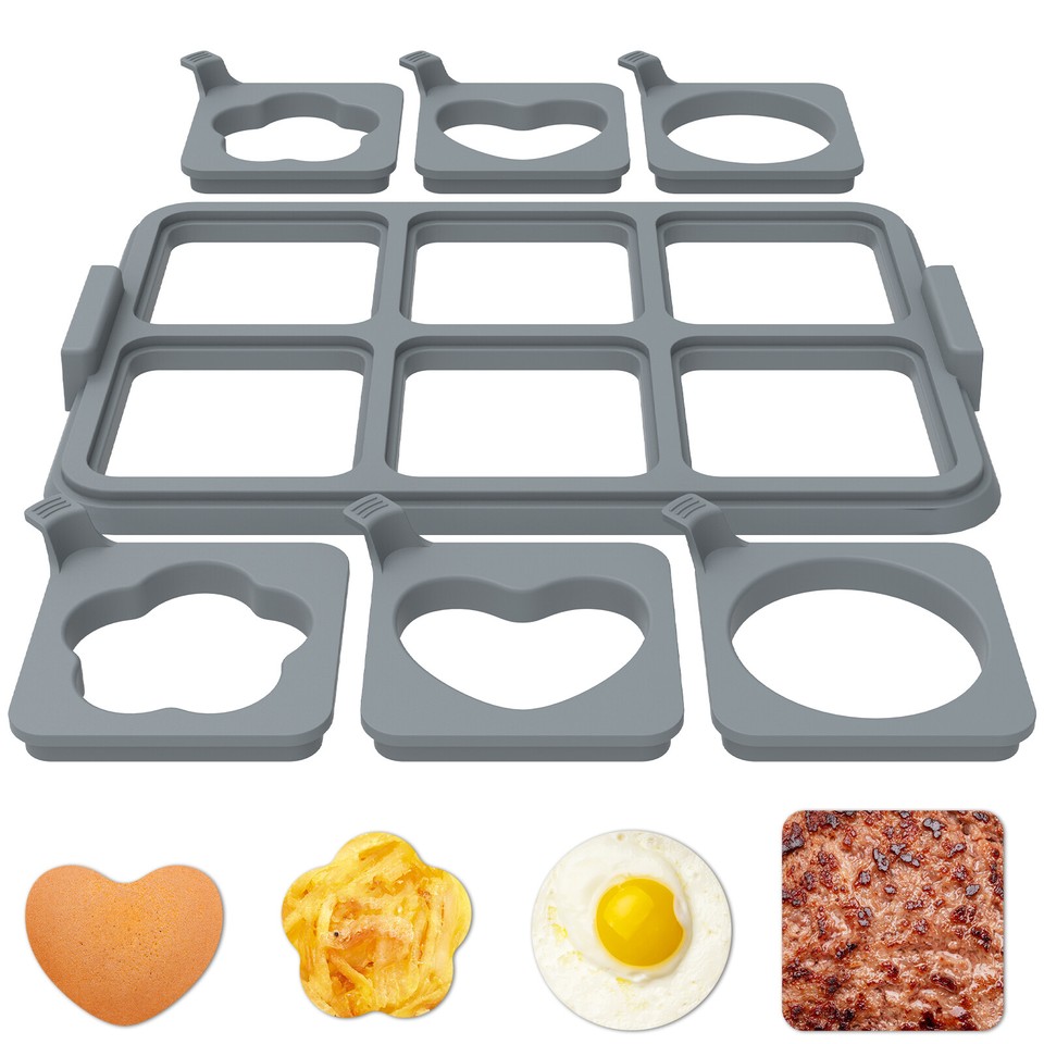 7X Griddle Egg Ring Tray NonStick Egg Ring Molds 6 Slots Cooking