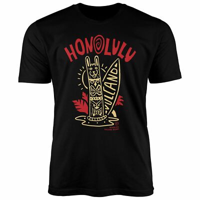 Herren T-Shirt Honolulu Tiki Totem Maske Surfbrett Surfen Fashion Streetstyle