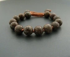 BROWN SNOWFLAKE OBSIDIAN GEMSTONE CORD YOGA STACKING BRACELET-FREE POSTAGE