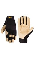 Wells Lamont Men's Hi-Dexterity Hybrid Leather Work Gloves  Large, Black