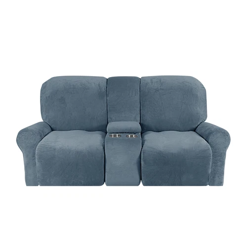 2-Sitzer Stretch Liegesofa Bezug Samt Schonbezug mit Getränkehalter Mittelkonsole - Bild 51 von 104