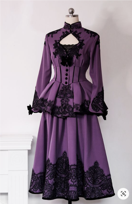 open lace back dress Victorian-Inspired Gothic Purple and Black Lace Corset Dress with High –  WonderlandByLilian main image 0