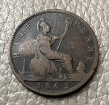 1862 QUEEN VICTORIA HALF PENNY COIN - REF 352