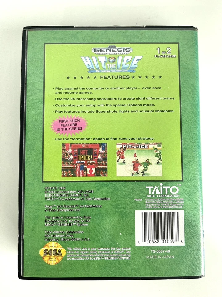 Hit the Ice (Sega Genesis, 1992) CIB W/ MANUAL, BOX, CARTRIDGE  - Image 2 of 4