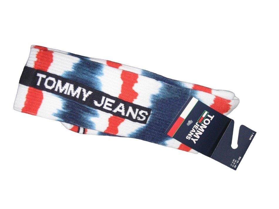 BNWT TOMMY HILFIGER Tommy Jeans Ribbed Cushioned Tie Dye Crew Socks  Size 9 - 11