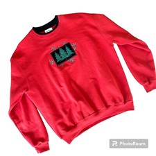 Vintage 90s Grandma Christmas Embroidered Sweatshirt Mock Neck Size 1X