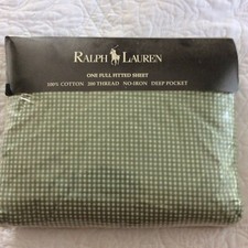 NWT Ralph Lauren Small Gingham Thyme Full Deep Fitted Sheet up to 14" Deep