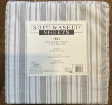 Oeko-Tex Soft Washed Full 6 Pc Sheet Set 109 Recycled Polyester Gray/white