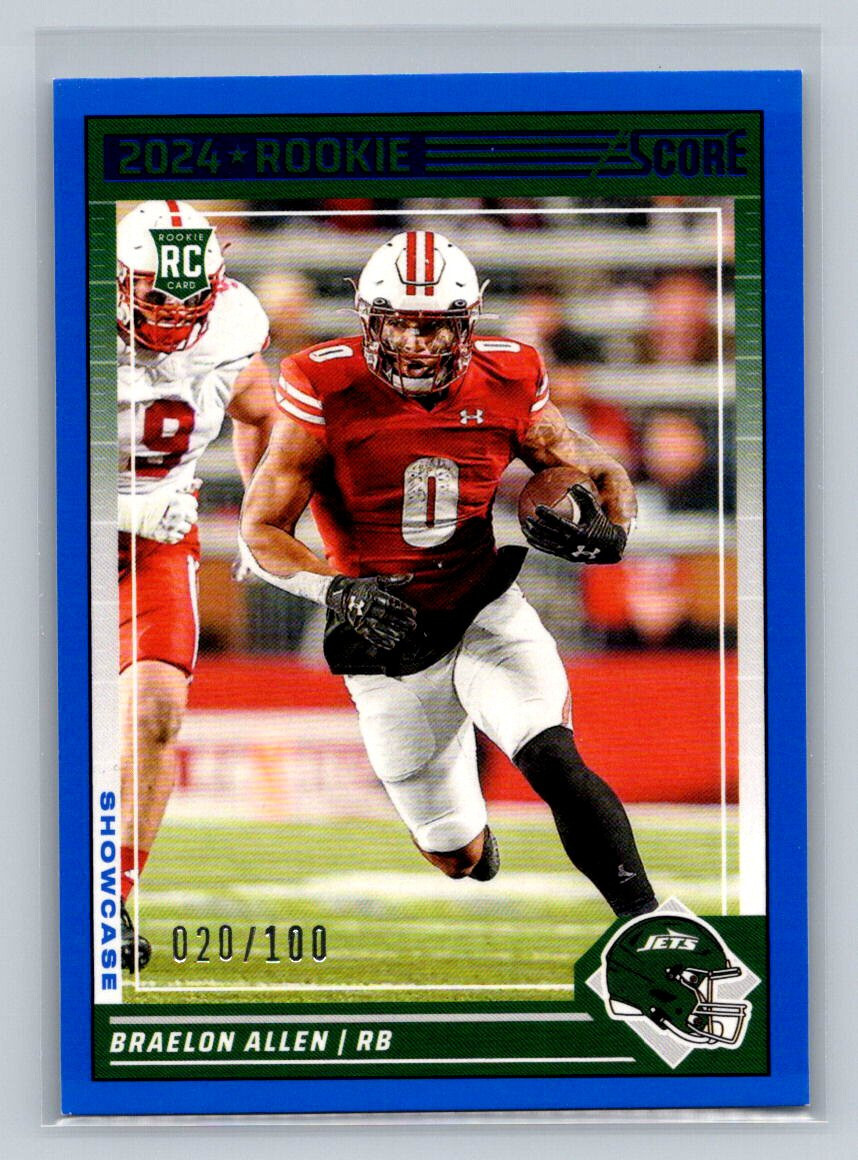 2024 Score Football Braelon Allen /100 RC Showcase #390 New York Jets