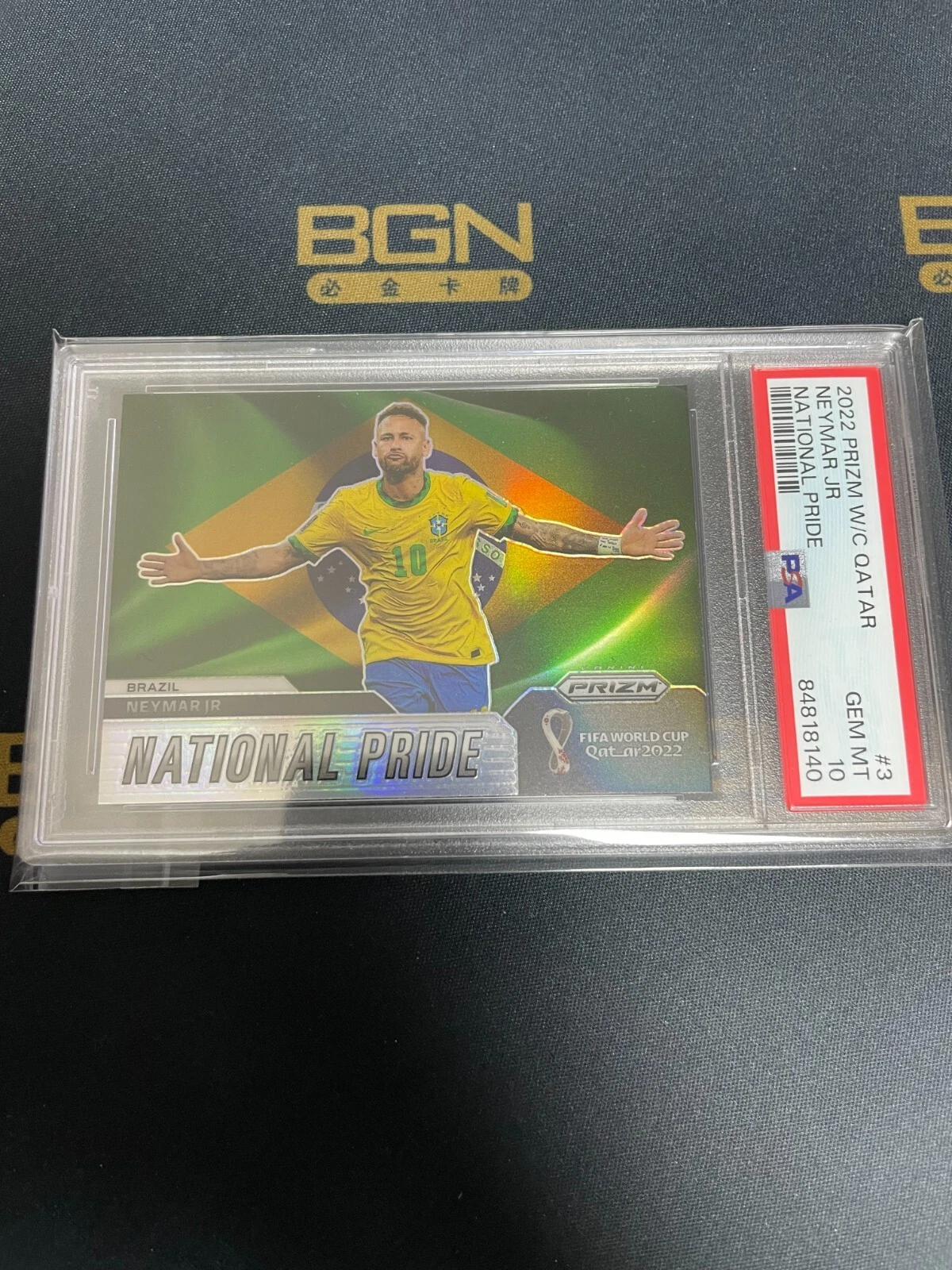 2022 PANINI prizm fifa world cup QATAR NEYMAR JR. NATIONAL PRIDE PSA10 BRAZIL SP