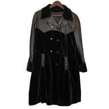  Lawrence Of London Vintage Satin Black Western Long Sleeve Collared Coat Sz S