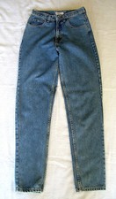 VINTAGE 80s / 90s GUESS MEDIUM BLUE HIGH WAIST TAPERED COTTON DENIM JEANS SZ 29