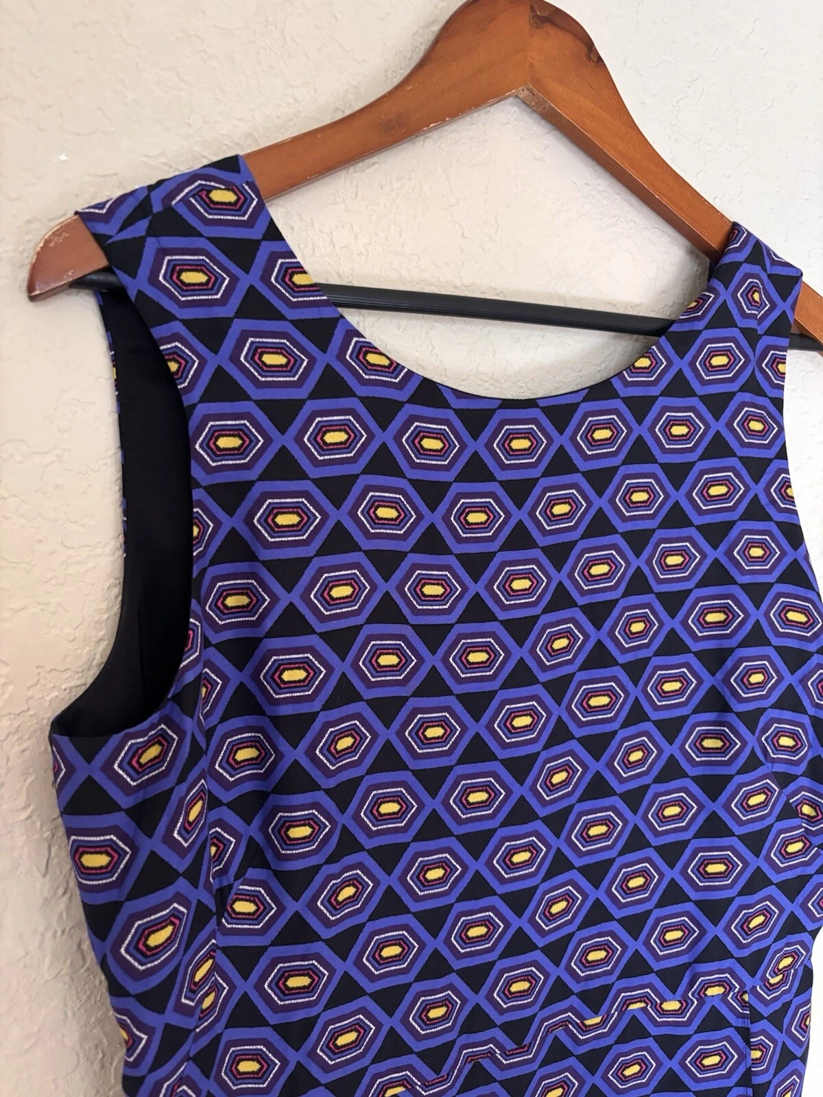 Kate Spade Saturday Let Loose pannello anteriore posteriore geometrico taglia 10 misto seta