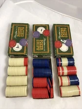 Poker Chips 1963 Pleasantime Deluxe Poker Chips NO.1923/S-281 Pacific Game Co.X3