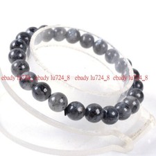 Genuine Natural 8mm Gray Labradorite Round Gemstone Beads Stretc Bracelet 7.5"