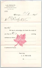 Chicago - L.G. Yoe & Co. Syrups and Molasses Buford 1894 Billhead - Receipt