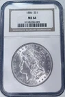 1886 MORGAN SILVER DOLLAR NGC MS64 NICE LUSTER