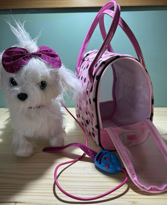 FurReal Friends Puppy Get Up GoGo Elec Shih Tzu W/Pucci Pups Pink Polka Dot Bag