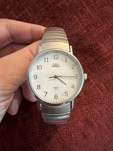 Vintage Timex Classic Indiglo Easy Reader Watch Meta Expanding Band Mens New Bat