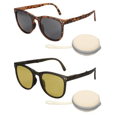 2set Sunglasses for Women Men, PC Folding Model with Simple Box, Black & Yellow