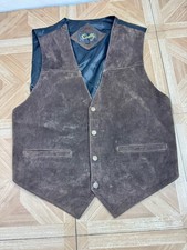 VTG Scully Mens Brown Leather Western Vest Cowboy Classic Large