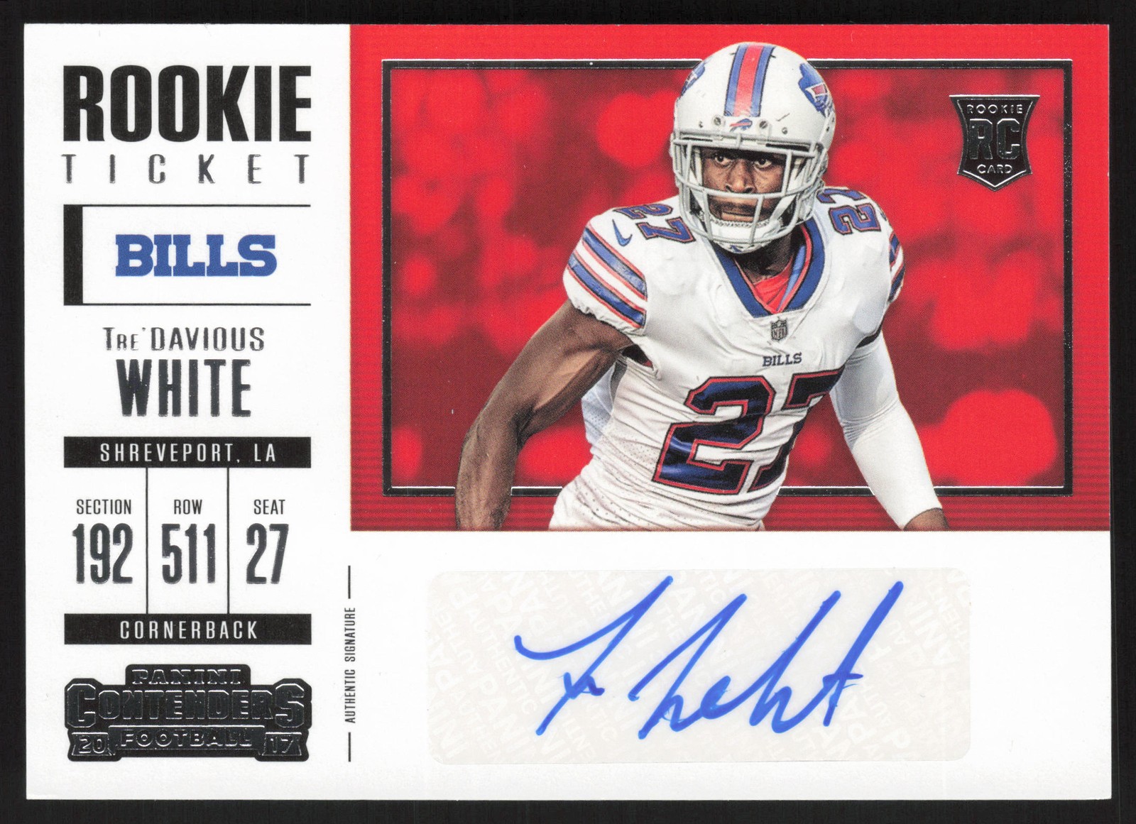 Tre'Davious White 2017 Panini Contenders #265 Rookie Ticket Autograph